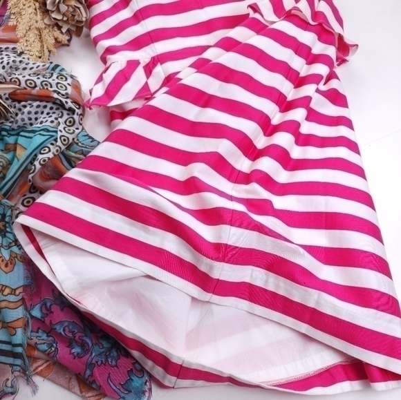 Lilly Pulitzer Red White Stripe Cotton Barbiecore Dress Sz 8 - Picture 7 of 15